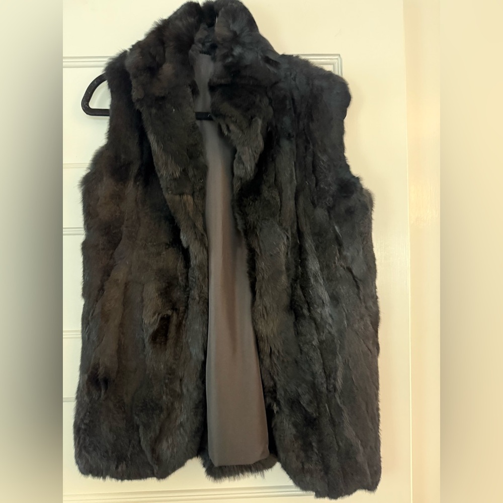 Adrienne Landau long line fur rabbit vest